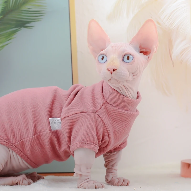 Soild Sphinx Cat Clothes Kittens Jumpsuit Cats Hoodies Shirt For Sphynx Soft Pet Costume DevonRex Winter Autumn Spring