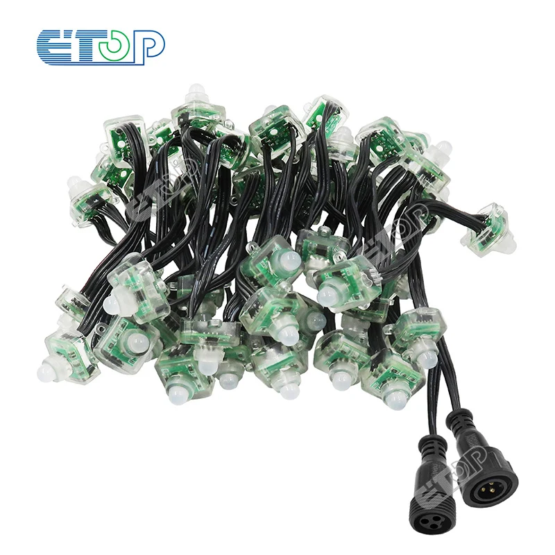 1000pcs DC12V 100 Nodes/String 18awg WS2811 Square Led Pixel BLACK Wire Ip68 With 13.5mm/18.5mm/Xconnect Connector