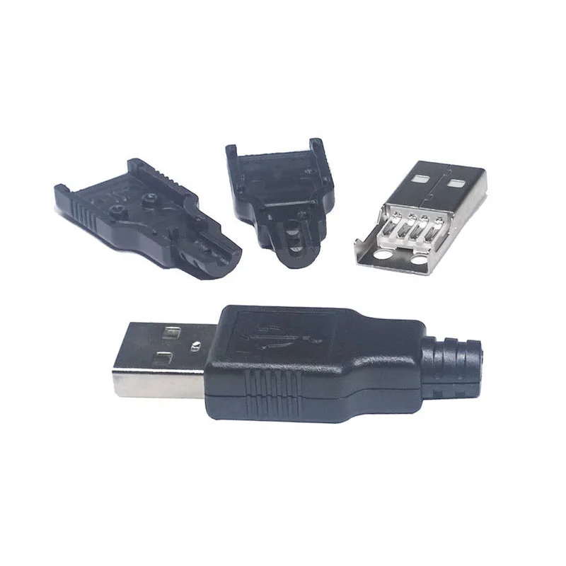 

5 Pcs USB Male Type A 4Pin Black Seatless Connector Male Port Jack Tail Sockect Plug Electric Terminals For Samsung Huawei DIY