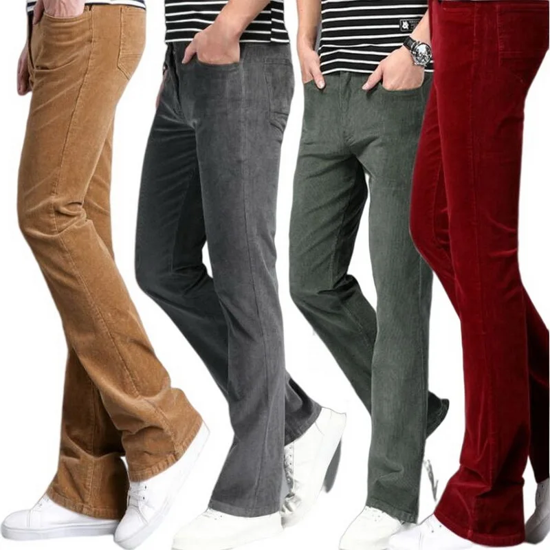 Men Flared Trousers Corduroy Boot Cut Trousers Bell Bottom Pants  Casual Flare Pants Corduroy Trousers