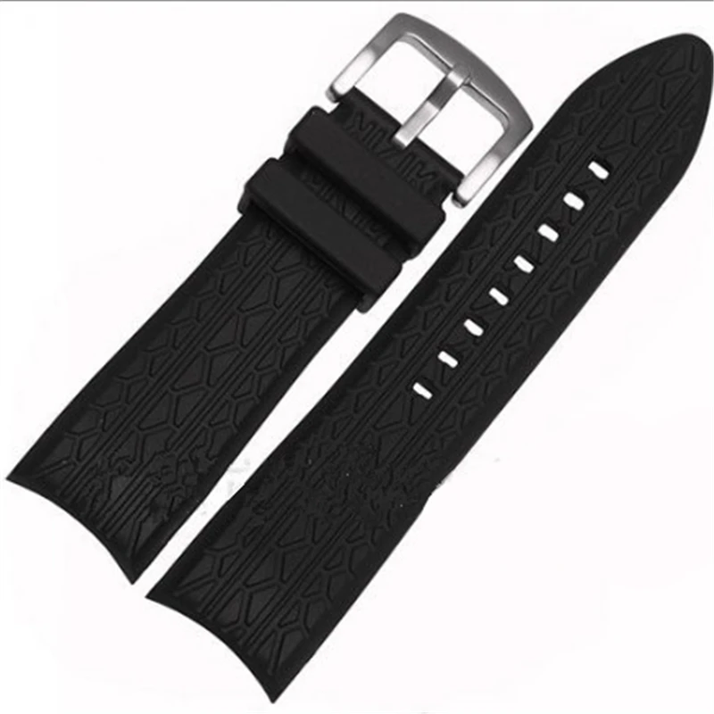 High-end 24mm black silicone strap for bracelet Porsche design p6612 watch strap watchbands belt Wristband Replacement belt