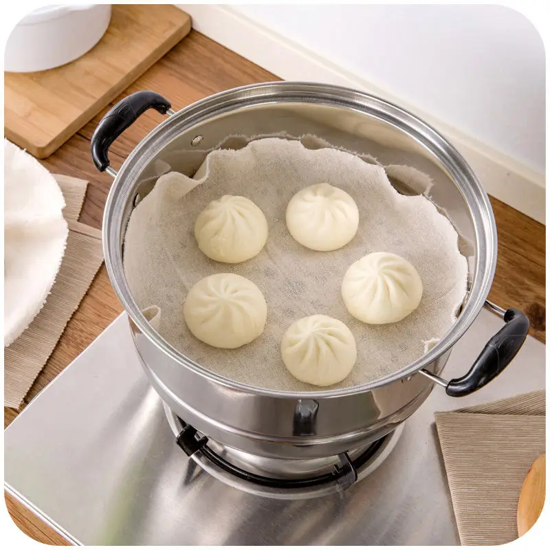 5Pcs Cotton Steamer Cloth Round Cotton Gauze Drawer Steamer Mat Stuffed Buns Steamed Bread Steamer Kitchen Steamer 4