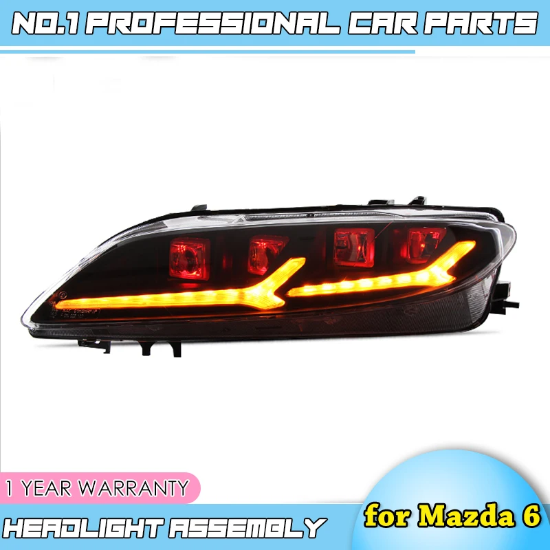 

car accessories 2005-2013 new headlig6 hts For Mazda 6 All LED head light M6 bi LED lens Projector led DRL dynamic turn lights