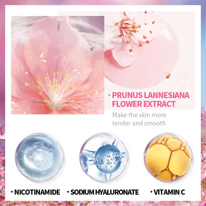 3 pezzi Sakura Set per la cura della pelle acido ialuronico Toner idratante detergente per il controllo dell'olio lozione nutriente emulsione levigante cura del viso