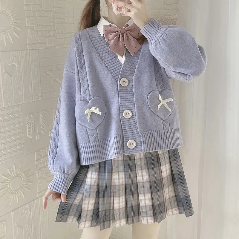 Uniforme SвJaponais et Coréen pour Bol, Cardigan Style Collège, Veste avec 5 Documents, Pull Doux, Manteau, Costume d'Automne et d'Hiver