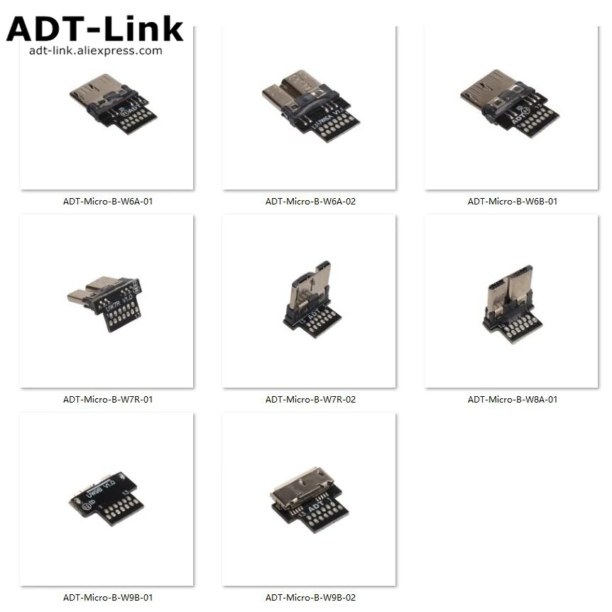 ADT-Link DIY USB 3.0 Micro B Angle Connector USB 3.0 Micro-B Male Female Welding 13Spot  Adapter W6 W7 W8 W8R W9 TX-TX / TX-RX