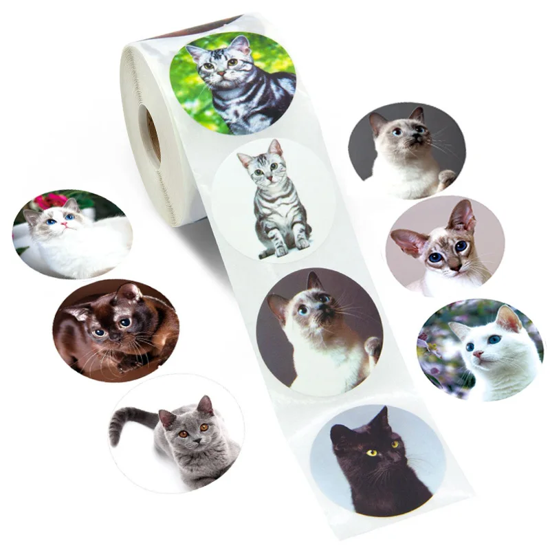 500 pcs/roll Teacher Reward Sticker Fun Motivation Cat Dog Stickerfor School Teacher Student Stationery Stickers Kidsgift