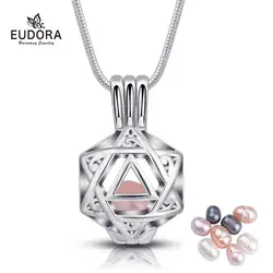 EUDORA Natural Oyster Wish Pearl Pendant star hollow cage Charm Necklace Gift Box Popular Women DIY Jewelry birthday Gift K250