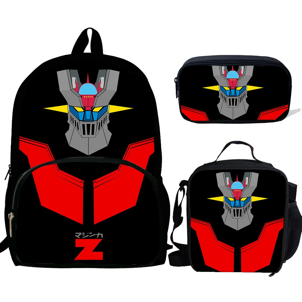 3PCS School Bag Set Mazinger z Printing School Backpack For Teenagers Boys Girls Student Travel Book Bag Schoolbags