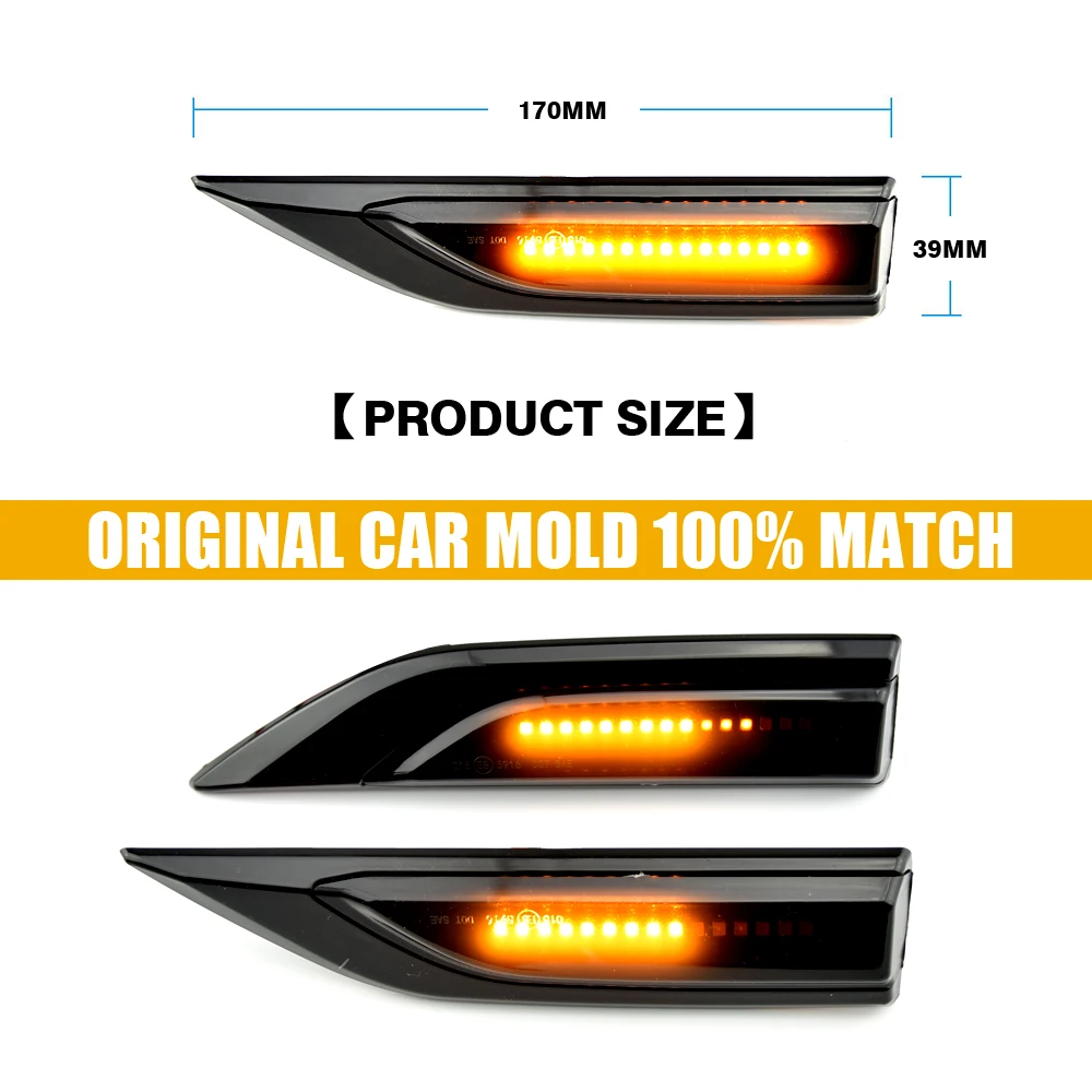 2x Dynamic Sequential LED Side Marker Turn Signal Light Indicator Repeater For VW Transporter T6 For Caddy 2015-2017