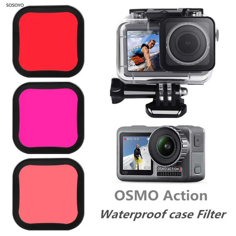 

Waterproof case Filter Underwater Diving Protective shell Lens Filter Kit For DJI OSMO Action Sports Camera Accessories