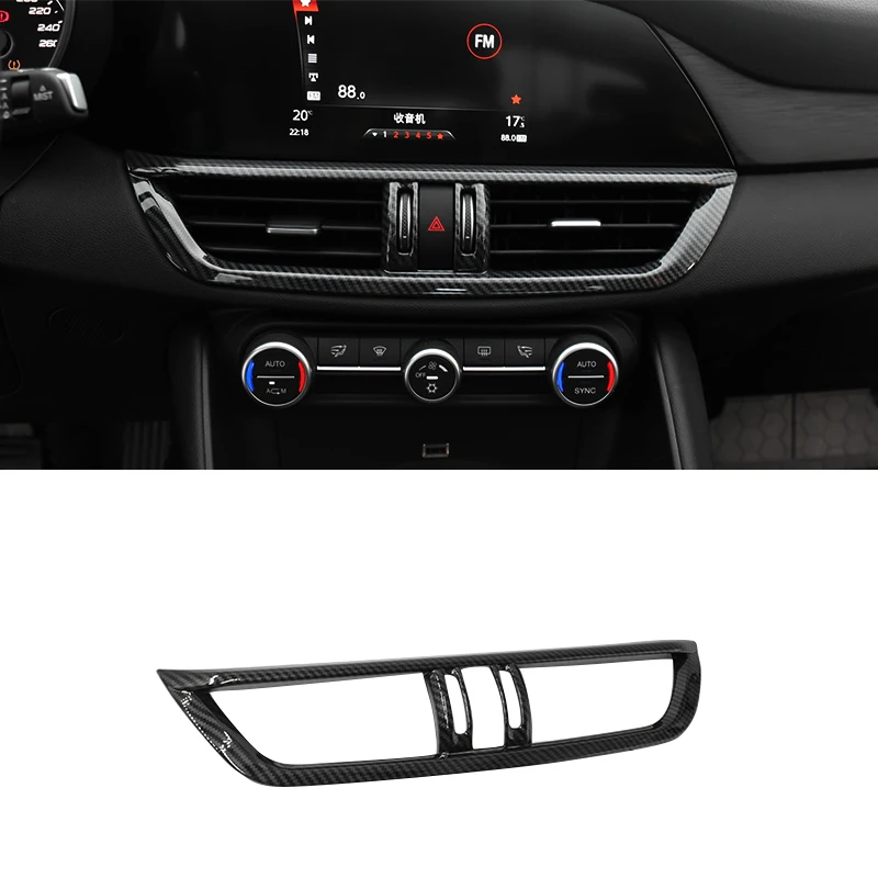 Carbon fiber pattern central control air outlet decorative cover For 2016-2019 Alfa Romeo Giulia Interior decoration Accessories