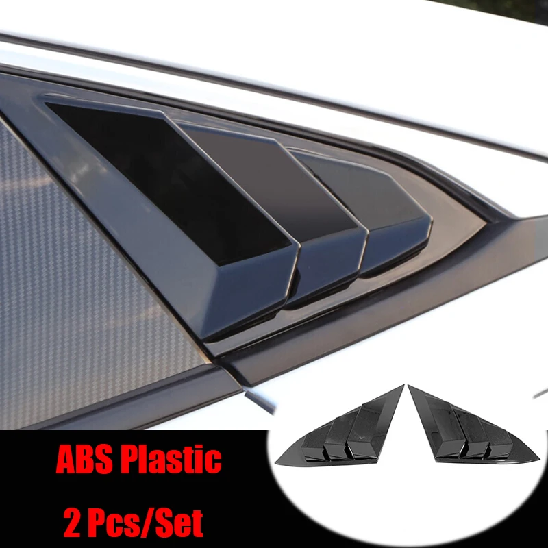 

For Honda Civic 10th Gen 4dr Sedan 2016 2017 2018 2019 ABS Plastic Rear Window Triangle Shutters Cover Trim Car Accessories 2pcs