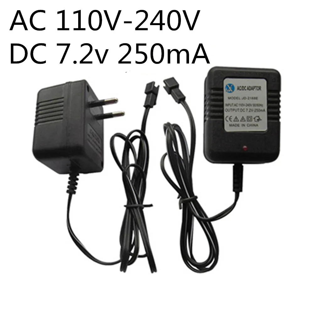 7.2V Battery Charger AC 110V-240V Input DC 7.2v 250mah For 7.2 V AA NiCd/NiMH battery pack charger SM Plug For RC Toys