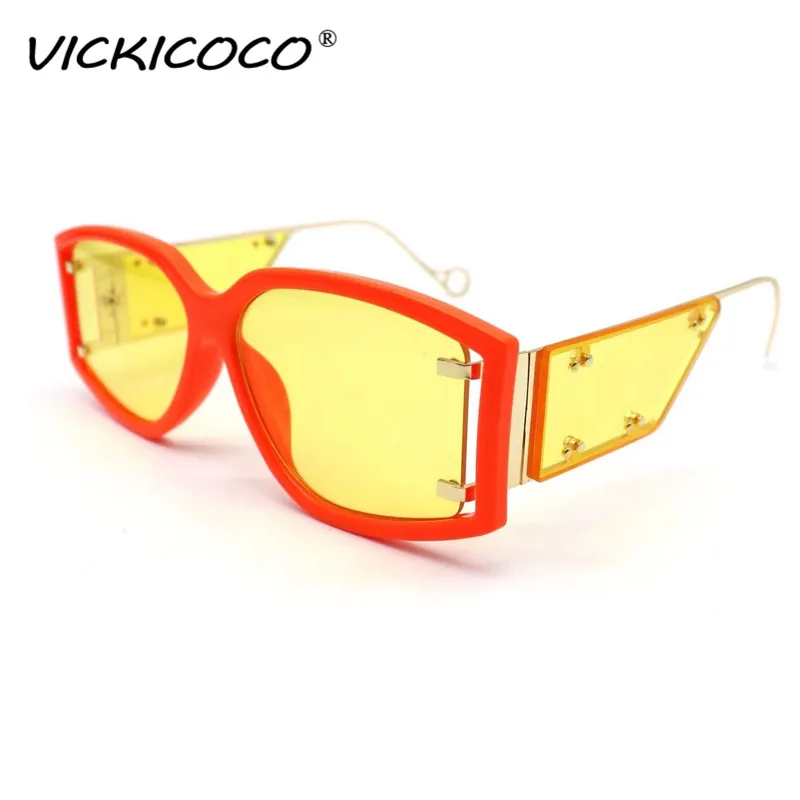 

2021 Fashion Square Sunglasses Women Oversized Rectangle Punk Glasses Men Shades Luxury Brand Metal Rivet Trend Female Eyewear
