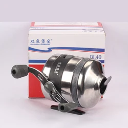 Large Closed Fishing Reel Camouflage Metal Coil Wheel Slingshot Reel Outdoor Hunting with 7# nylon line BL40