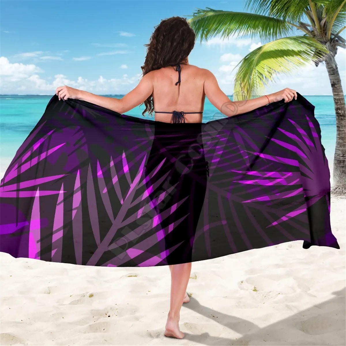 

Purple Leaves sarong 3D printed Towel Summer Seaside resort Casual Bohemian style Beach Towel