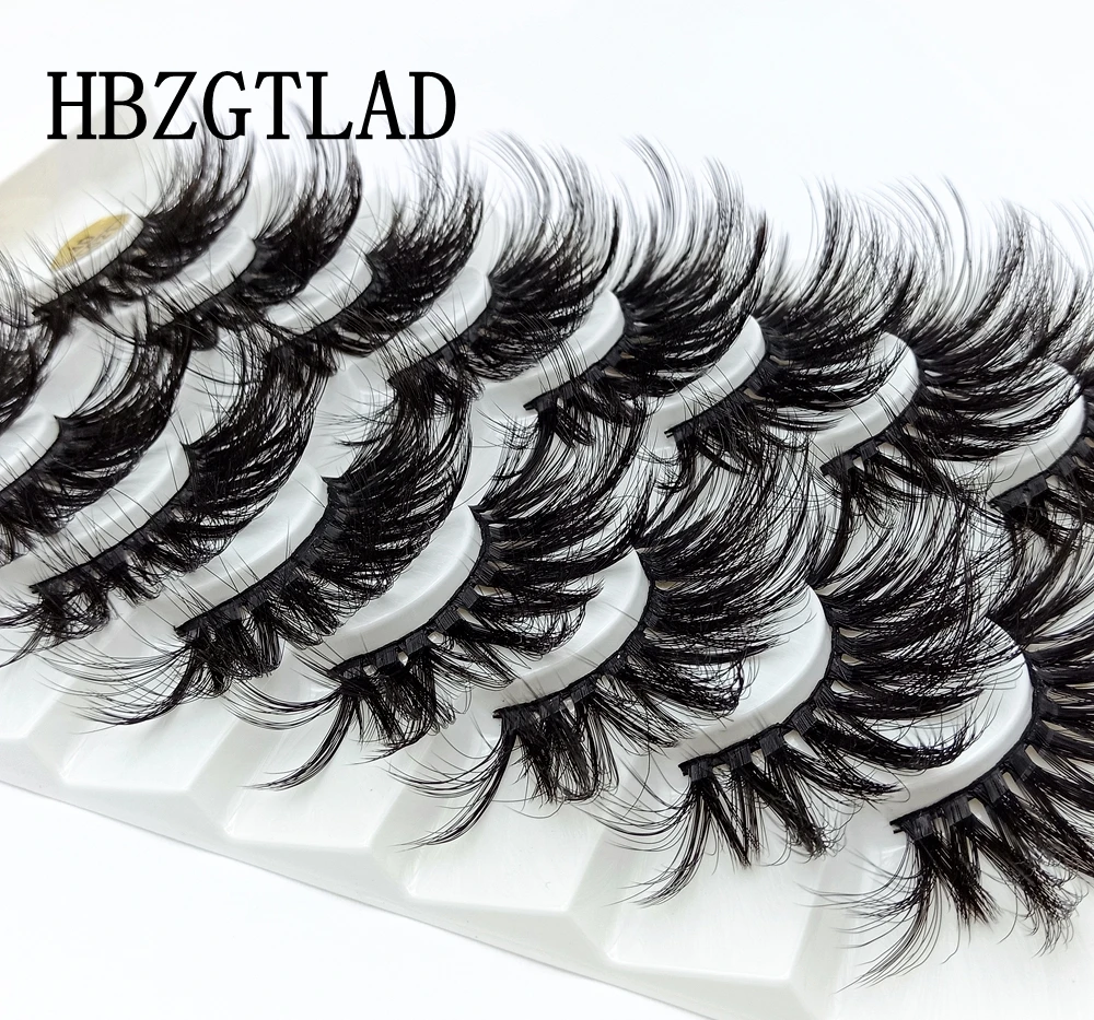 HBZGTLAD 8 Paare 25 mm lange 3D-Nerzwimpern, natürliche, lange, künstliche Wimpern, dramatisches Volumen, falsche Wimpern, Make-up-Verlängerungswimpern – Detail 13
