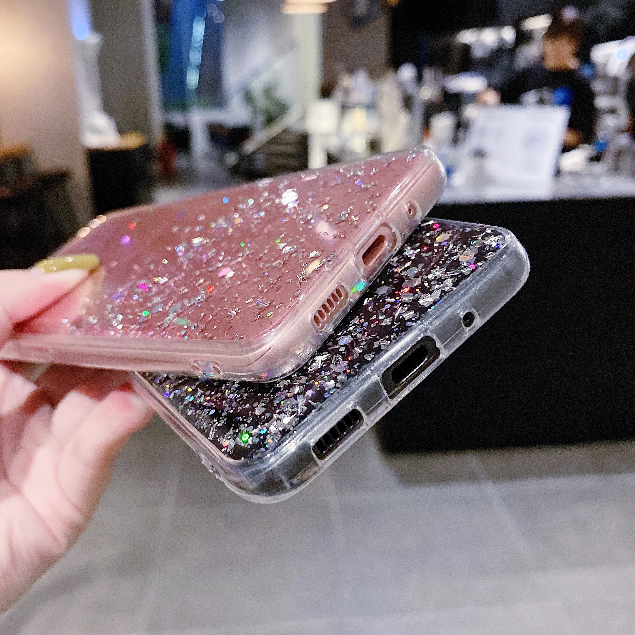 Luxury Bling Glitter Silicone Phone Case For Xiaomi Mi 14 Pro Redmi Note 13 12 11 10 9 8 S Ultra-thin Sequins Transparent Cover