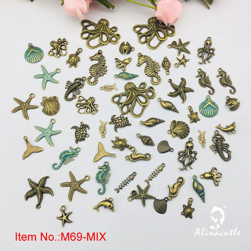 Charms Pendant Mixed Sea Ocean shell Metal Zinc Alloy Charms for Diy Jewelry Necklace Bracelet Making Handmade Craft