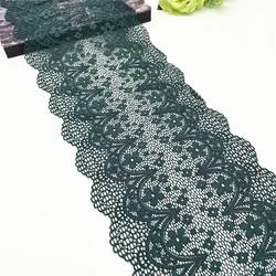 3y/lot Width 8 inch 20.50cm Dark Green Stretch Elastic lace Deco Trimming Sewing Garment Accessory DIY Material Fabric Lace