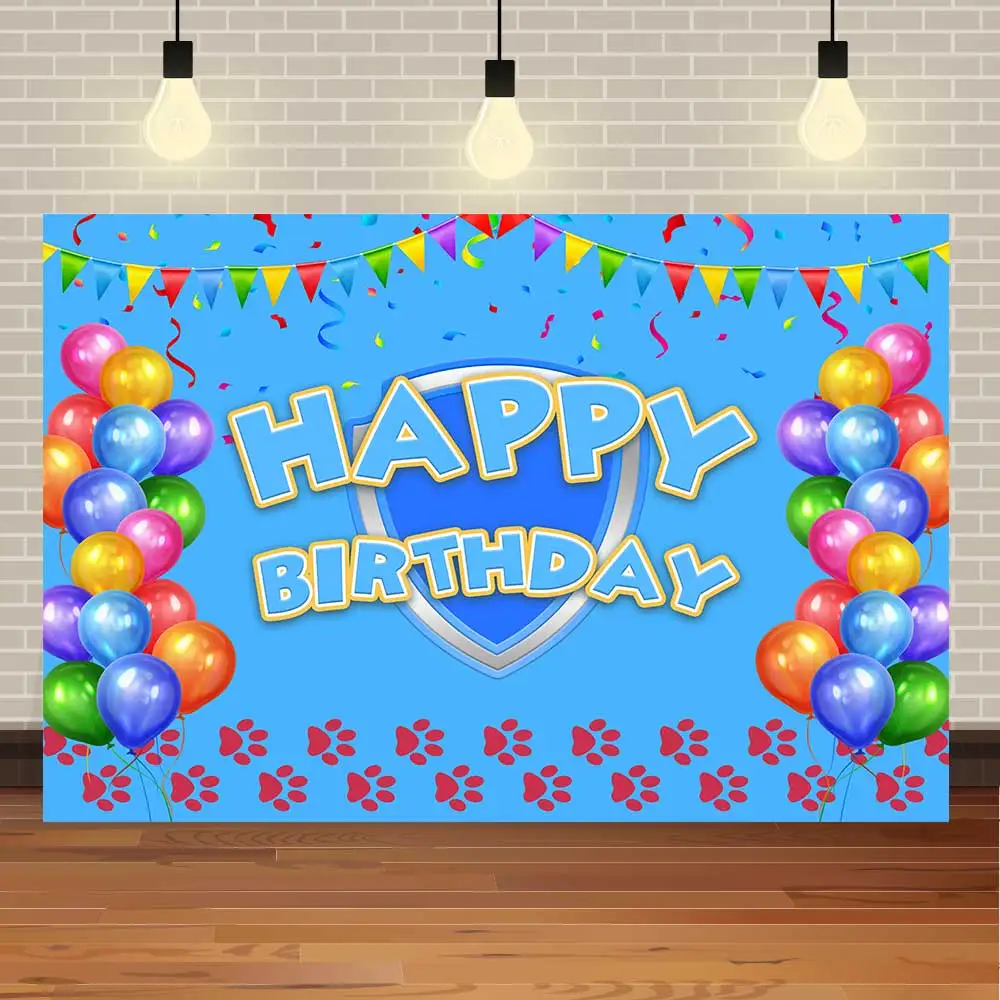 NeoBack Kids Photography Puppy Background Boy Girl Baby Dog Blue Paw Birthday Banner Backdrop Party Children Photo Photocall
