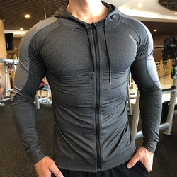 Men Hoodies Gym Sport Running Training Fitness compression elastic bodybuilding Sweatshirt Sportswear Hooded Jacket Hoodies