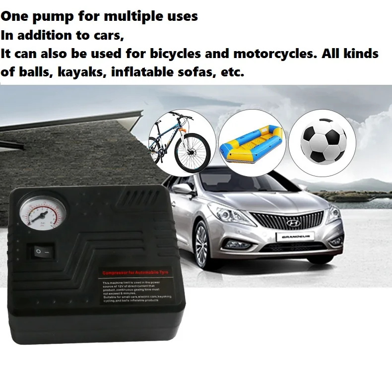 

Portable CarAir Pump Auto Electric Air Compressor Tire Inflator 12V 150PSI with Car Jump Starter Connector Emergency Charging