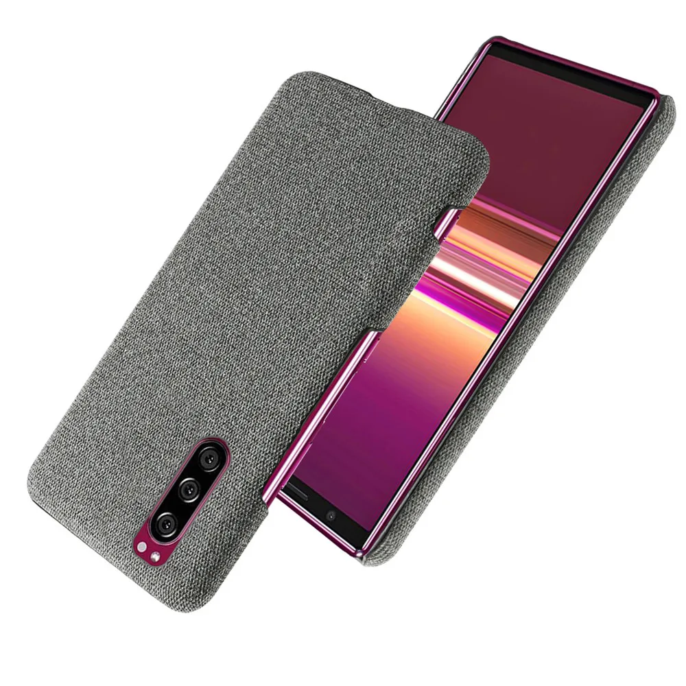 Luxury Febric Cloth Case For Sony Xperia 5 Case Slim Retro Cloth Hard Phone Cover For Sony Xperia 5 Xperia5 J8210, J8270, J9210