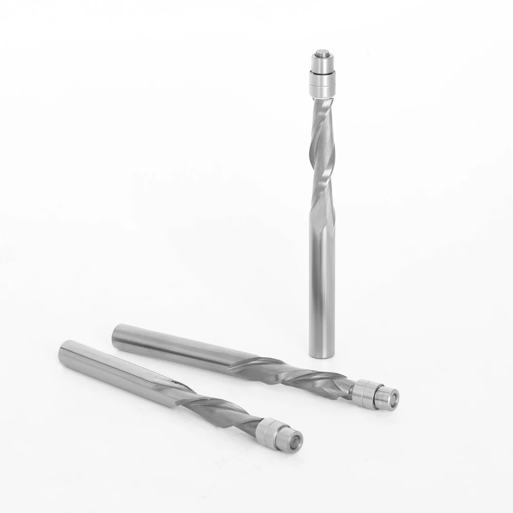 1 pc 6mm 6.35mm haste de carboneto sólido rolamento guiado dois flauta flush guarnição fresas fresas fresas fresas para trabalhar madeira fresa