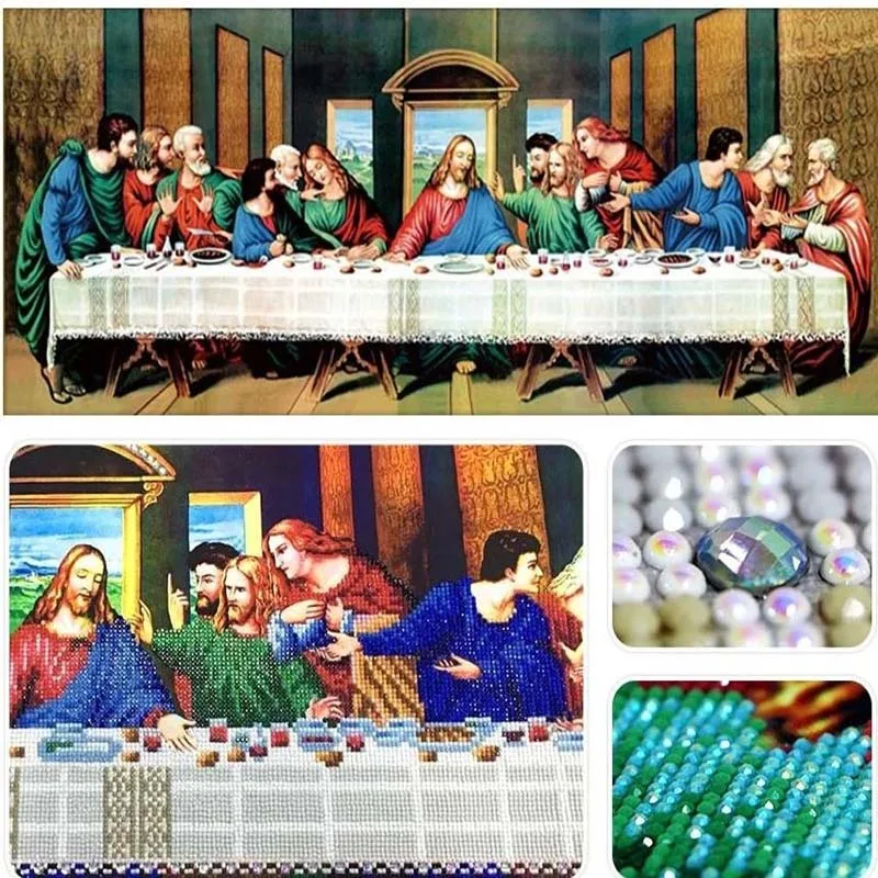 Fotocellula Full Square & Round Diamond Painting l\'ultima cena 5D diamante ricamo mosaico punto croce famoso dipinto Home De