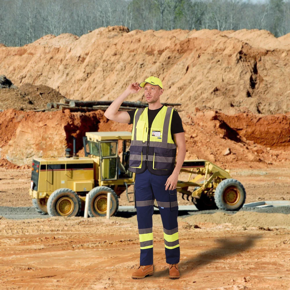 AYKRM wysoka widoczność kamizelka odblaskowa bezpieczeństwo kieszeń na zamek Hi Viz kamizelki bezpieczeństwa Multi Logo na zamówienie budowa