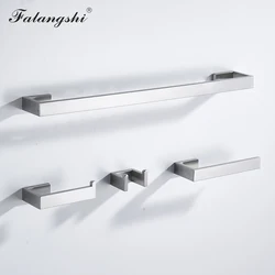 Bathroom Hardware Set Robe Hooks Tissue Roll Paper Holder Towel Holder Single Towel Bar Brushed Bath Accessories WB8857