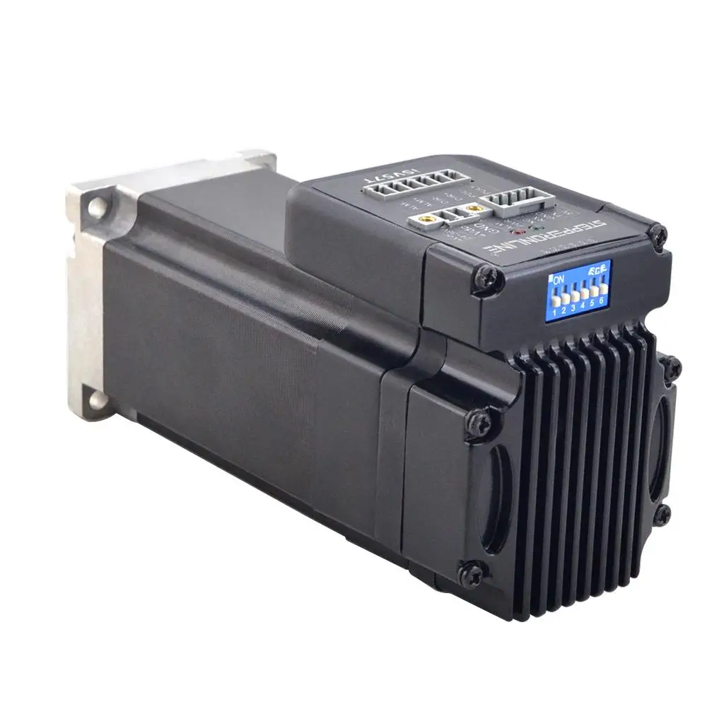 STEPPERONLINE 130W 0.45Nm Nema 23 Integrated Servo Motor with Driver 3000RPM 20-50VDC Brushless DC Servo Motor - Short Shaft