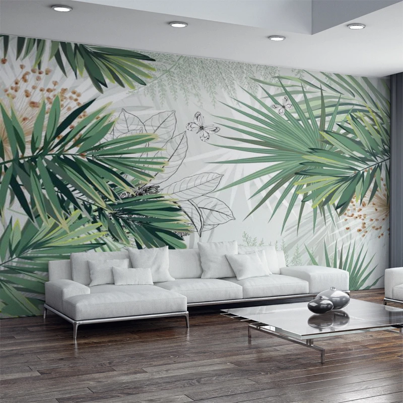 beibehang Custom 3d wallpaper mural medieval hand painted tropical rain forest plant banana leaf tv background wall paper