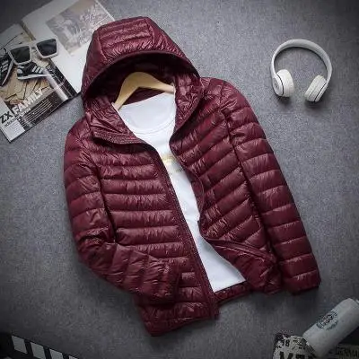 New Brand Autumn Winter Light Down Jacket Men\'s Fashion Hooded Short Large Ultra-thin Lightweight Youth Slim Coat Down Jackets