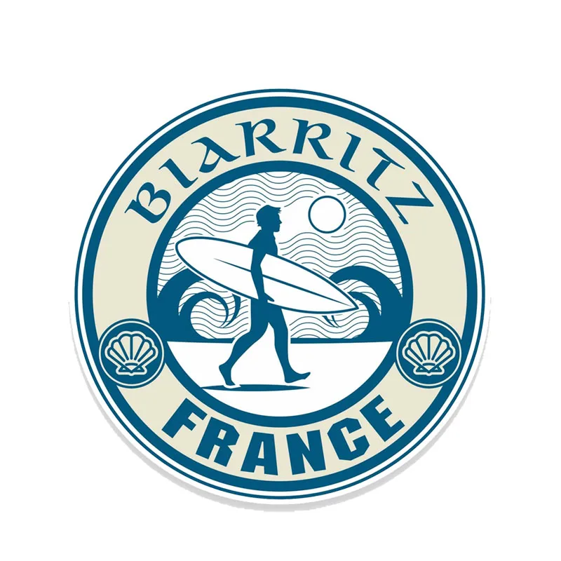 

Creative Travel Surf Cool Biarritz France Car Sticker Window Motorcycle Decal Vinyl Cover Scratches Waterproof PVC 12cm X