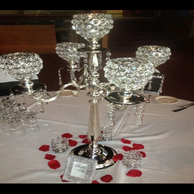 12pcs)75cm Tall 5 Arms Crystal Candelabra for Wedding Centerpieces  yudao175