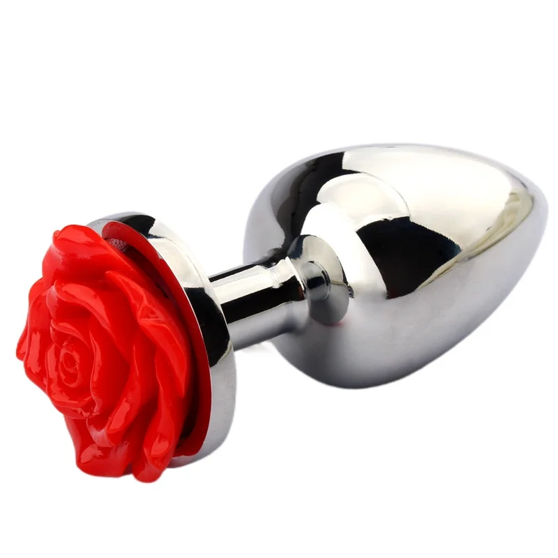 Rose Flower Anal Plug para homens e mulheres, Masturbador, Adult Sex Goods, Stainless Steel Butt Toys, Adults Products