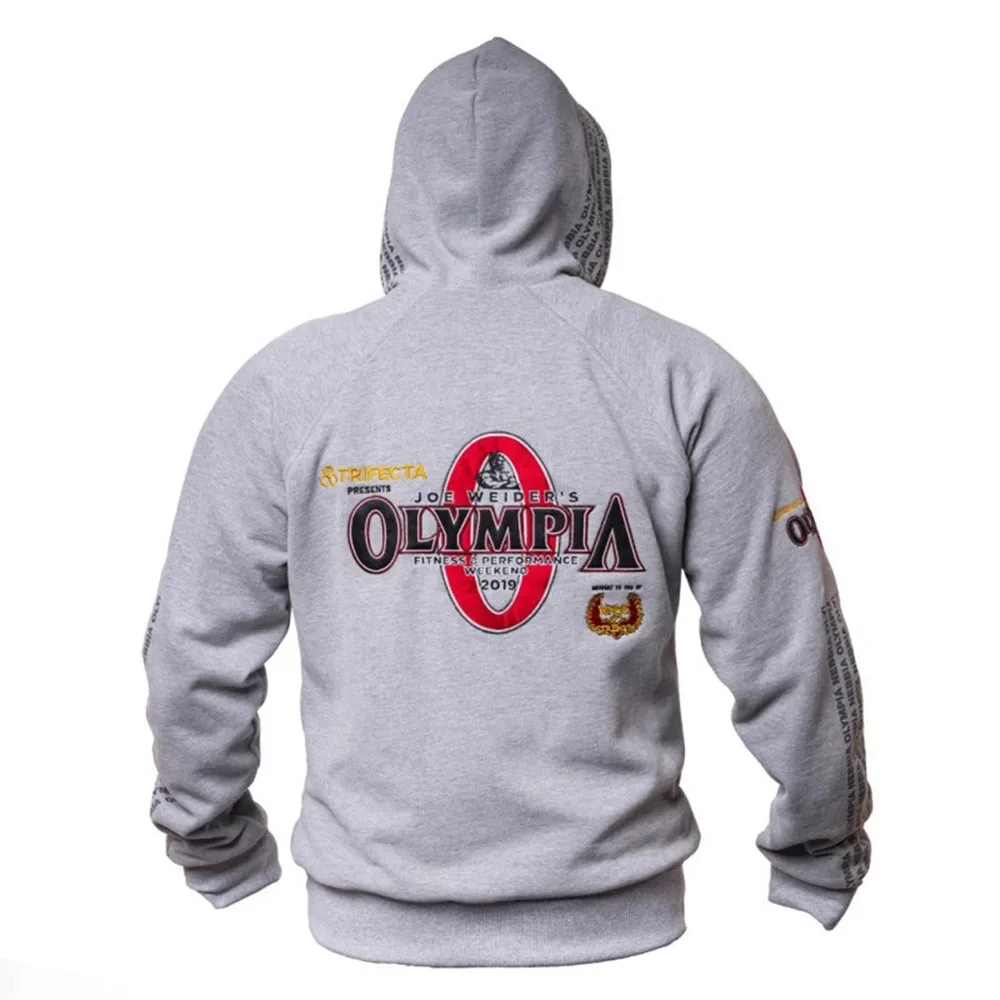 

New OLYMPIA Men Gyms Hoodies Gyms Fitness Bodybuilding Sweatshirt Pullover Sportswear Male Workout Hooded Jacket Clothing