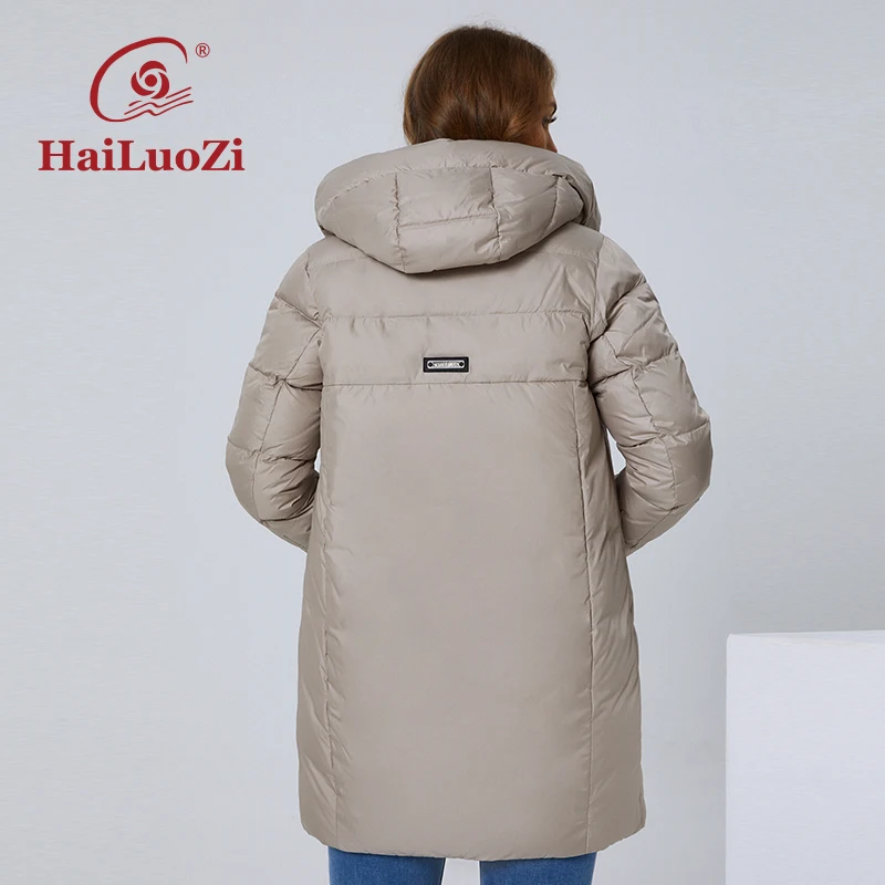 HaiLuoZi 2022 Winter Women\'s Jacket Long Thick Cotton Big Pockets Ladies Coat Fashion Cversize L-4XL Female Casual Coats 6896