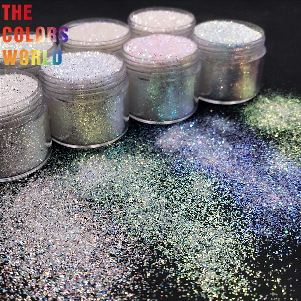 

TCT-158 Iridescent Rainbow Colors Hexagon 0.4MM Powder Colorful Glitter Nail Art Decoration Nail Gel Makeup Manual Crafts DIY