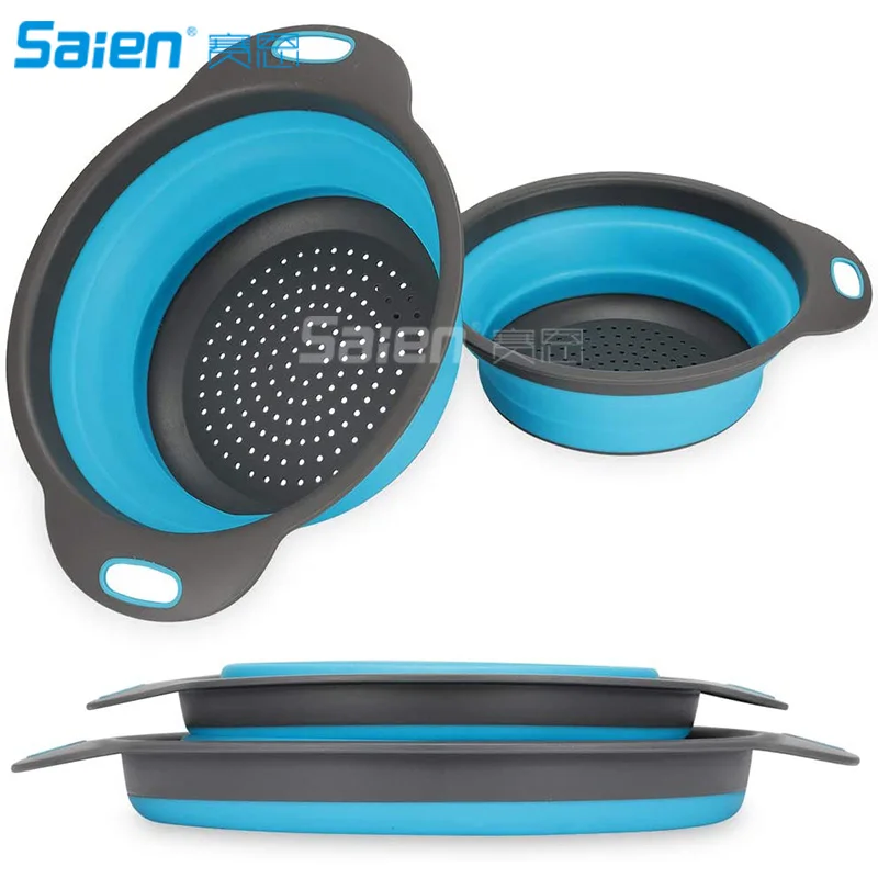 Foldable Silicone Strainers, Over the Sink Kitchen Strainer,Fruit  Strainers With Extendable Handles,Perfect for Draining Pasta,