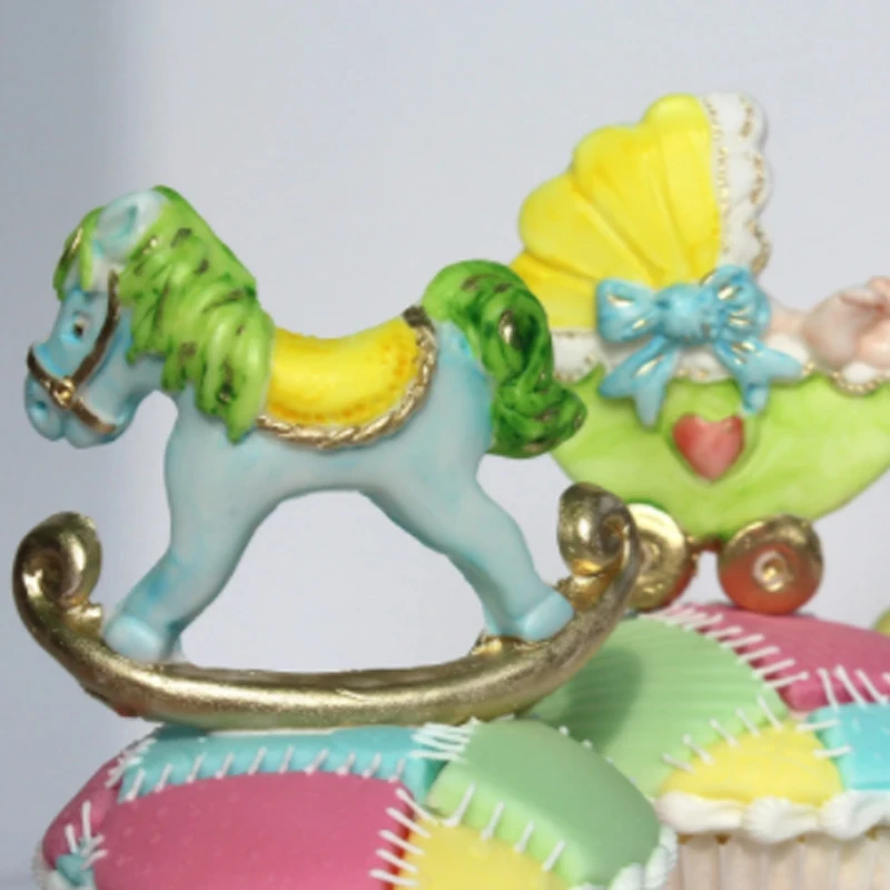 Rocking Horse Sugar Buttons Molds Fondant Cake Tools Silicone Molds Sugarcraft Chocolate Baking Tools for Cakes Gumpaste Form