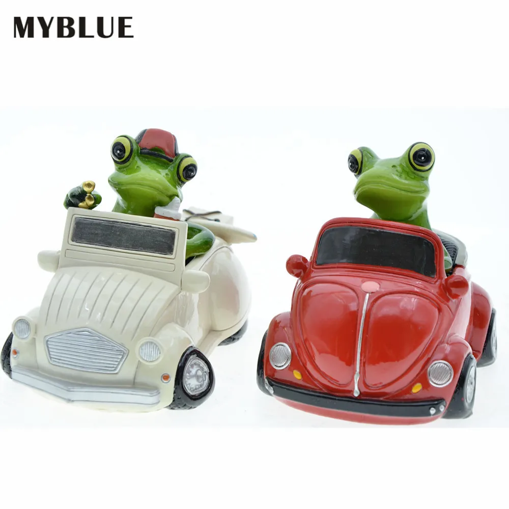 

Animal Resin Drive Car Frog Figurine Miniatures MYBLUE Kawaii Garden Nordic Home Room Decoration Accessories Gift