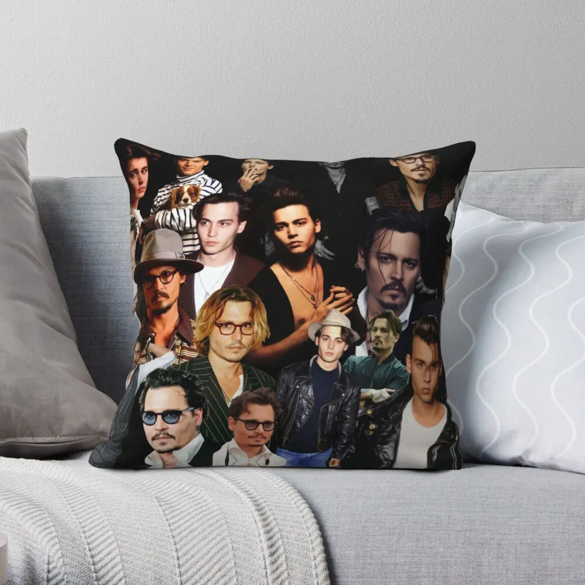 Johnny Depp Sexy Collage Pillowcase Polyester Linen Velvet Zip Decor Home Cushion Cover