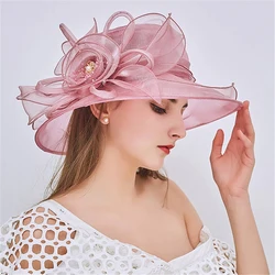 Pink Wedding Hat Church Kentucky Daily Cap Fascinator Bridal Tea Party Brides Hats Ladies Vintage Womens Hat 2021