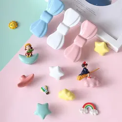 2pcs Cartoon Children Room Ceramic Cabinet Knobs Clouds Stars Moon Shape Wardrobe Handle Garden Door Cabinet Handles for Kids