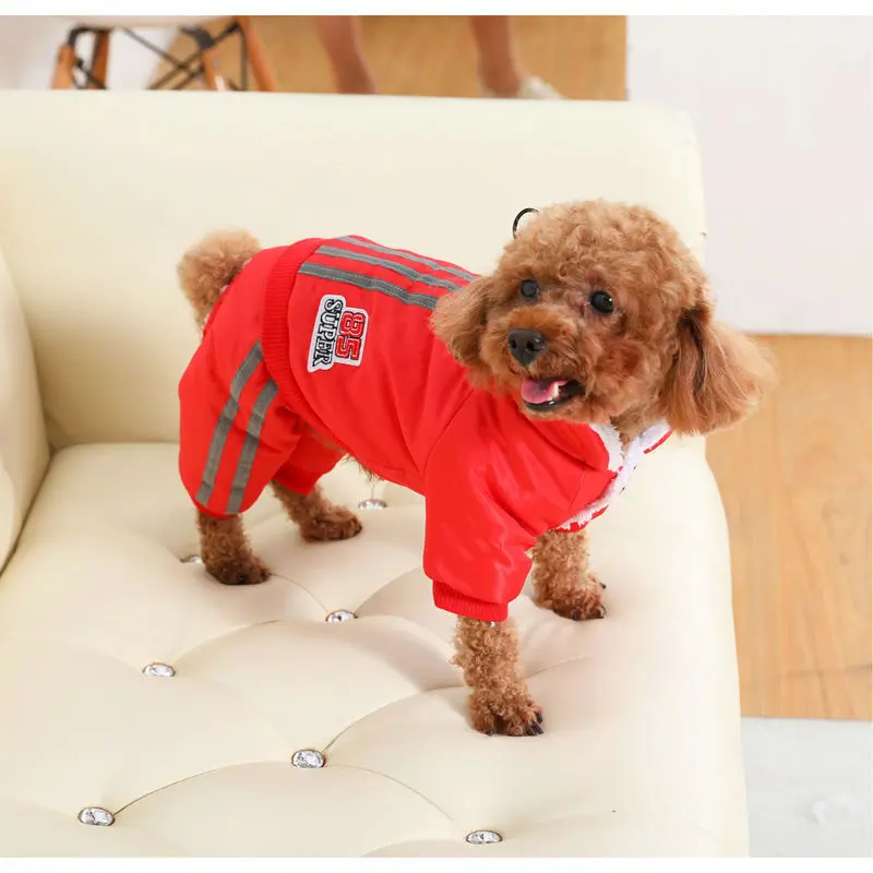 Winter Dog Jumpsuit Fleece Overalls for Dogs Warm Dog Coat Pet Clothing for Small Dogs Puppy Jacket Stripe Clothes for Yorkies