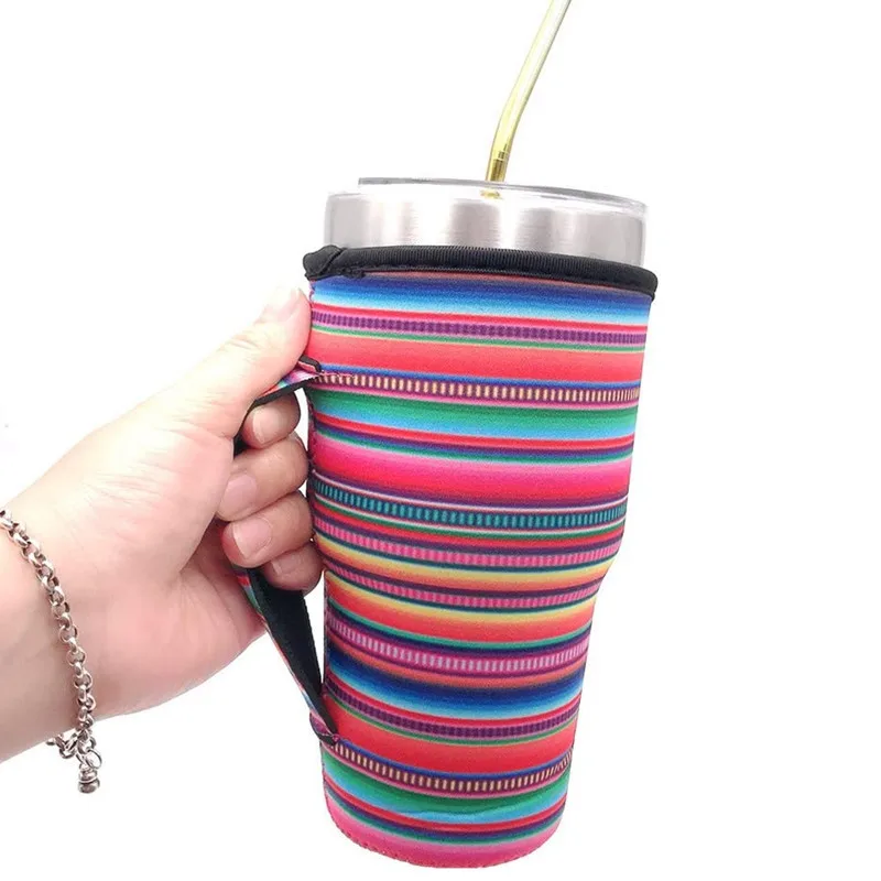 Puezokly 10pcs Reusable Iced Coffee Cup Sleeve Neoprene Insulated Sleeves Mugs Cover Bags Holder for 30oz Tumbler Water Bottle